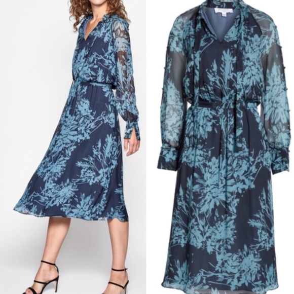 NWT Equipment Femme Blue Henrietta Silk Dress